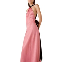Robe trapèze sexy pour femme grande taille, design mode, en dentelle contrastante, sans manches, col halter réglable, taille empire, infroissable