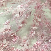 D # 69 Appliques en dentelle 3D rose brodées à la main avec perles et sequins pour robes de mariée, vêtements pour filles, accessoires et jouets