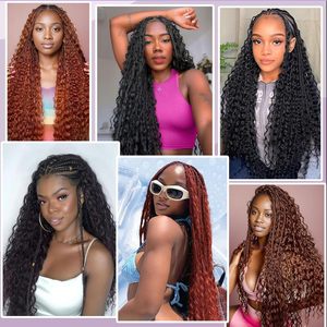 Extensions de cheveux humains bouclés Deep <span class=keywords><strong>Wave</strong></span> Feather Crochet Bundles 1b, 100g, invisibles, pré-séparées, sans nœuds, pour femmes noires vietnamiennes - Product Image 6