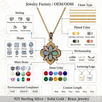 Collier Peishang Vintage en Argent Sterling 925 Plaqué Or 14K, Ornements Floraux, Grappe de Zircons Marquise et Opale