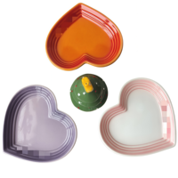 Assiettes en céramique minimalistes françaises en forme de cœur, couleur dégradée, petites assiettes pour sauces, desserts et bols pour animaux de compagnie