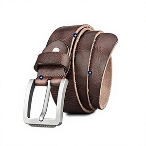 BS INTERNATIONAL 100% Original Custom Designed Vintage Cow Hide Genuine Leather Skull Square Pin Belt Stainless Steel Premium - Product Image 4