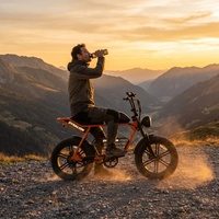 Auffälliges Orange Fatbike mit Schmalen Schutzblechen, Retro-Elektrofahrrad für Gravel- und Bergweg-Erkundungen