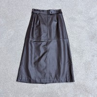 Nouvelle jupe longue en cuir de mouton vintage à taille naturelle pour femme, avec ceinture et fermeture éclair latérale, décontractée pour le streetwear