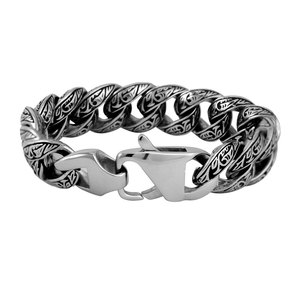 Bracelet en aluminium pour hommes, 21.5Cm, motif diamant, design alphanumérique, bijoux, cadeau CE609 - Product Image 1
