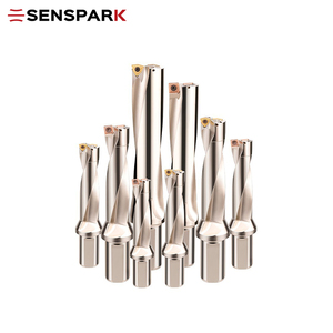 Portaherramientas de taladro en U indexable 4D <span class=keywords><strong>WC</strong></span> de base plana con refrigeración interna para torno CNC, herramienta de perforación rápida de agujeros profundos SENSPARK - Product Image 1