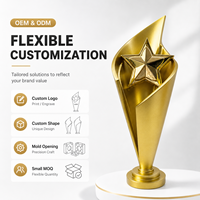 Trophée étoile en résine HBL personnalisable avec logo gravé, design incurvé or et argent, pour cérémonie d'entreprise