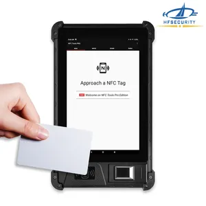 HFSecurity Android 8 Inch Sidik Jari Scanner RFID NFC Kasar Tablet dengan JAVA C Bahasa Catatan Waktu FP08