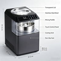 Machine à crème glacée numérique tactile 2,5 L entièrement automatique, pour la crème glacée maison, le gelato, les slushies, le yogourt glacé