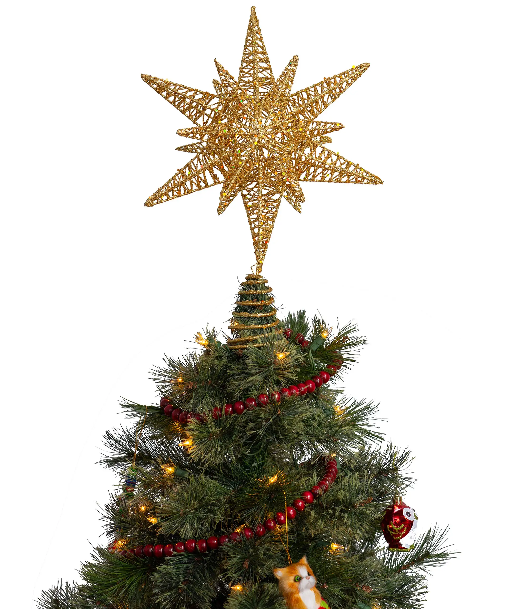 Huijieyuan Ornamento per albero di Natale elegante e innovativo ornamento in metallo delicato decorativo in ferro battuto con ganci per decorazioni natalizie e regali per feste 