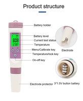 Wanbang BLE-C600 Mètre numérique de pH/TDS/Température avec contrôle par application pour l'eau potable, la piscine, l'aquarium pH 0,0-14,0 TDS 0-9999ppm