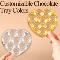 Boîte à chocolat en forme de cœur WEISHENG, qualité alimentaire GPPS, avec 8 compartiments dorés et couvercle, pour bonbons et biscuits