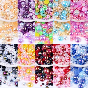 Sacchetto <span class=keywords><strong>da</strong></span> 60g di Mezze Perle in ABS con Retro Piatto, Mix di Misure, Strass Rotondi in Resina di Qualità per Scarpe, Indumenti, Borse e Fai-<span class=keywords><strong>da</strong></span>-Te - Product Image 1