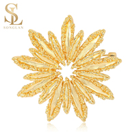 Broche florale ultra-luxe en laiton plaqué or 18 carats, idéale pour les mariages et les événements du soir, bijoux pour femmes, vente en gros
