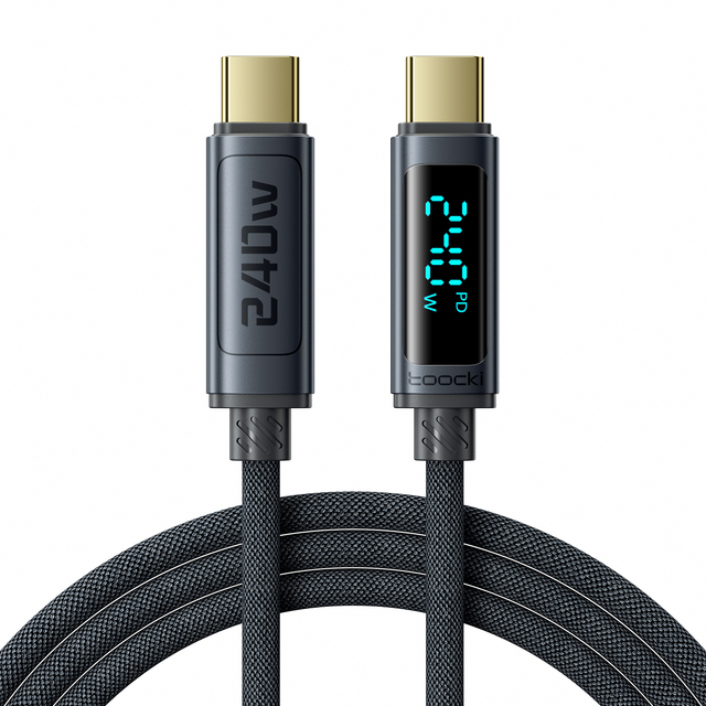 Toocki PD 240W Fast Charging Type-C to Type-C Cable LED Fast Nylon Braided Data Cable Use an iPhone Laptop