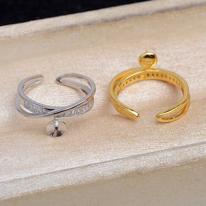 Wenchi - Soporte para Anillo Abierto DIY, Modelo 16608, Plata S925 Chapada en Oro con Cuentas de 7-9 mm, 6 mm/8 mm/10 mm - Product Image 3