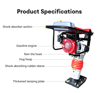 Compacteur à percussion à essence Hcr125 5.5HP Jumping Rammer Efficacité de compactage de niveau professionnel