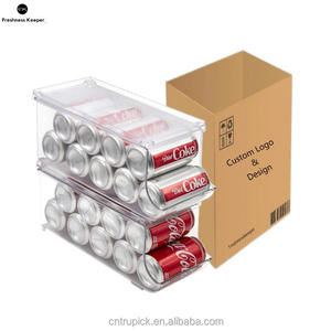 2 confezioni di contenitori per alimenti in scatola trasparenti senza BPA impilabili per contenitori di Soda Organizer con coperchio per frigorifero, dispensa, congelatore - Product Image 1