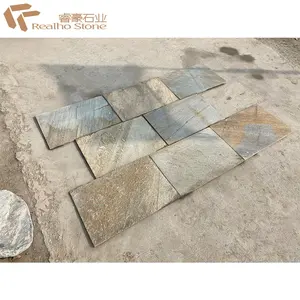 Trung Quốc màu vàng gỗ tĩnh mạch Slate văn hóa đá lát