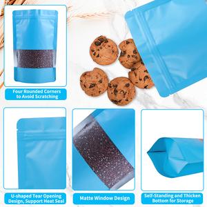 Sac zip-lock de couleur mate avec logo personnalisé sac en plastique réutilisable de qualité alimentaire avec fenêtre pour <span class=keywords><strong>l</strong></span>'emballage de fruits secs à base de noix - Product Image 4