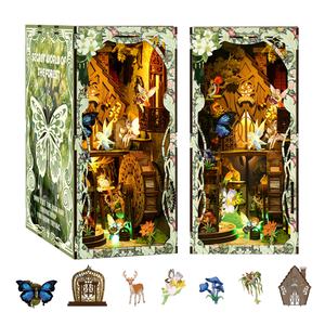 Personalizado bosque DIY construir 3D rompecabezas de madera ensamblado modelo en miniatura juguete nuevo libro rincón casa verde libro rincón - Product Image 4