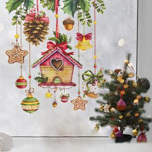 Christmas Ornament Window Sticker with <b>Pinecone</b> Bells 35x30 Festive Decorations for Home Shop Window Xmas Party Supplies - Product Image 4