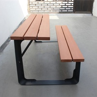 Ensemble de meubles de jardin en bois plastique d'extérieur, table de jardin, table de pique-nique en acier et banc de parc