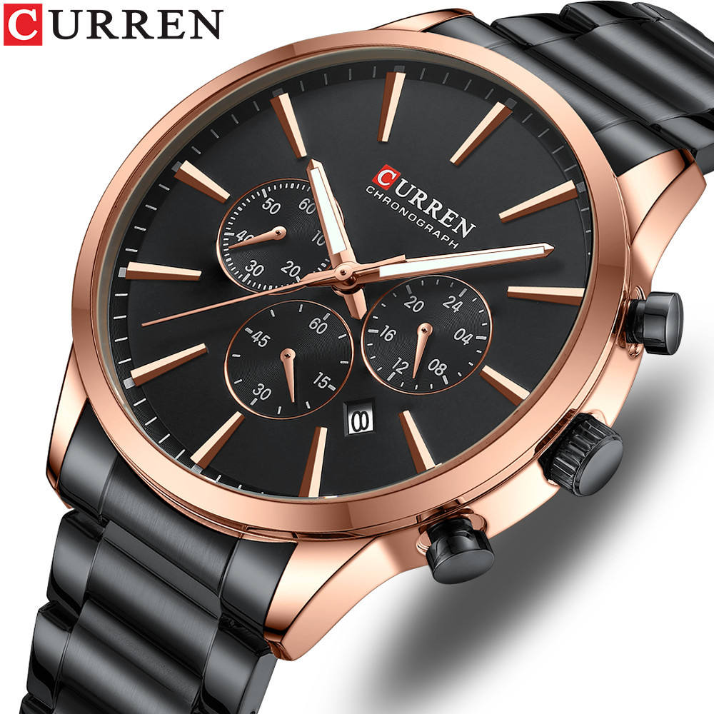 CURREN 8435 Stainless Steel Band Watches Men Luxury Waterproof Chronograph  Quartz Watch