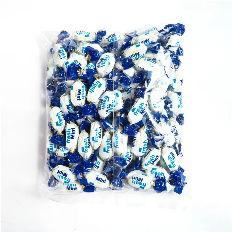 Oval şekil tatlı serin tat biber-nane sert şeker mavi ambalaj çantası