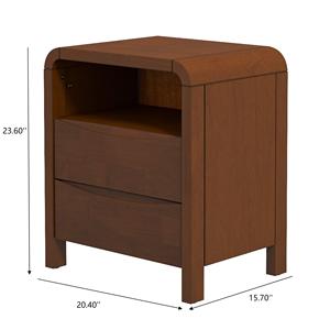 Table de chevet Lionel Mid-Century Modern en bois massif, 2 tiroirs, 23,6 H x 20,4 L x 15,7 P, pour chambre à coucher ou salon - Product Image 5
