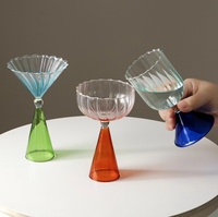 Gobelet à glace en verre borosilicate de haute qualité au design unique et créatif, rayures dégradées, fait main, capacité de 300 ml, blanc, luxe, pour boissons et desserts