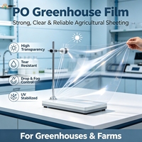 Film de serre PO sur mesure, épaisseur, largeur et longueur de rouleau personnalisables, résistant aux UV et anti-goutte.