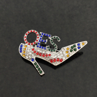 Personnalisé grec sororité à la main exquis brillant strass dame ZPB Zeta Amicae ZA OES bleu chaussures forme broches broche