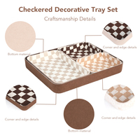 Ensemble de 4 plateaux décoratifs en feutre à carreaux de 3 tailles pour l'organisation de la maison, plateaux pour table basse, commode, table de chevet, rangement