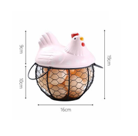 Panier de rangement pour œufs en fil métallique et céramique, motif poulet, portable et charmant, pour la décoration de cuisine (vente en gros)