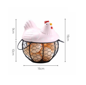 Toptan taşınabilir güzel seramik tavuk Metal tel yumurta depolama sepeti mutfak dekorasyon için - Product Image 6