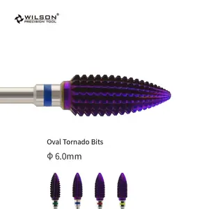 Broca de Tornado ovalada de 6,0mm, corte recto, recubrimiento púrpura, brocas de uñas CC de primera calidad, mejor oferta de fresa Dental de carburo