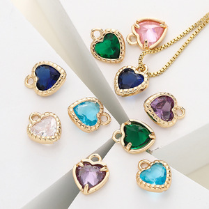 Pendentif en forme de cœur plaqué or 18 carats avec incrustation de quartz, petits accessoires de bijouterie DIY pour collier, bracelet, boucles d'oreilles - Product Image 1
