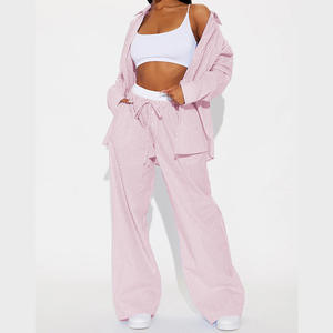 Ensemble de costumes décontractés à rayures King Mcgreen Star pour femmes, blazer et <span class=keywords><strong>pantalon</strong></span> à jambe droite avec logo personnalisé pour femmes de bureau - Product Image 2