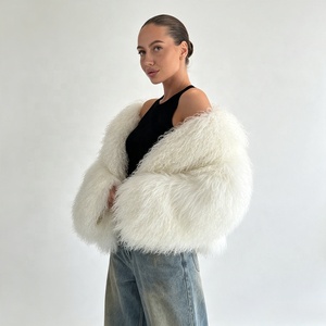 Veste en fausse fourrure bouclée blanche Zeyu pour <span class=keywords><strong>femme</strong></span>, <span class=keywords><strong>manteau</strong></span> court en laine d'agneau mongole chaud pour l'hiver, coupe courte ouverte sur le devant, manteaux en fausse fourrure écologiques pour <span class=keywords><strong>femme</strong></span> - Product Image 4