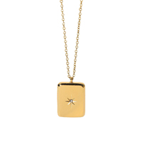Collier pendentif étoile et croissant de lune en cristal avec pierres de zircon, bijoux tendance en acier inoxydable