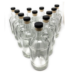 Bouteille en verre de 750ml avec anneau doigt et bouchon de liège (12 Pack), carafe pour le whisky, la <span class=keywords><strong>Vodka</strong></span>, les spiritueux, l'alcool - Product Image 1