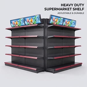 Supermarkt lichtgewicht dubbelzijdig enkelvoudig schap displayrek metalen gondola schappen voor supermarkt, levensmiddelenwinkel en detailhandel - Product Image 2