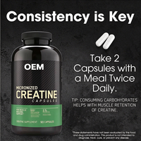 Capsules de créatine monohydrate halal en gros, fournisseur OEM, supplément nutritionnel personnalisé