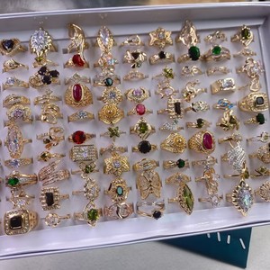 Nuevos Anillos de Circonita Cúbica Coloridos y Exagerados para Mujer, Chapados en Oro, con Retención de Color, Estilos Mixtos de Moda, Anillos de Dedo Llamativos - Product Image 2