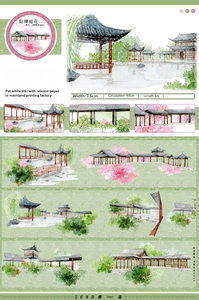 เทปลมภูมิทัศน์แบบโบราณ1ม้วนพิมพ์ลายใบไม้มงกุฎเต็มเมืองกังนัมเทปลมและกระดาษสัตว์เลี้ยง - Product Image 4