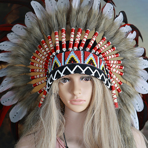 Nouvelle Couronne <span class=keywords><strong>de</strong></span> Plumes Style Ethnique, Coiffe <span class=keywords><strong>de</strong></span> Performance Tribale Extravagante Style Antique, Bijoux <span class=keywords><strong>de</strong></span> Spectacle pour Enfants - Product Image 2