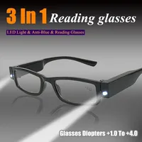 Lunettes de lecture LED avec lumière Anti-lumière bleue Lunettes de lecture mode femme et homme + 1.0 + 1.5 + 2.0 à + 4.0