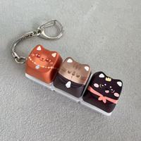 Porte-clés anti-stress portable avec capuchon de touche PBT à pression, jouet anti-anxiété, breloque de porte-clés imprimée numériquement avec motif de dessin animé