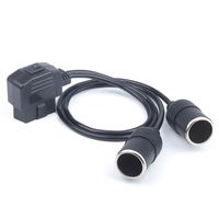 50cm ángulo recto OBD Obd2 16 pines a dos divisores de encendedor de cigarrillos Y Cable con interruptor